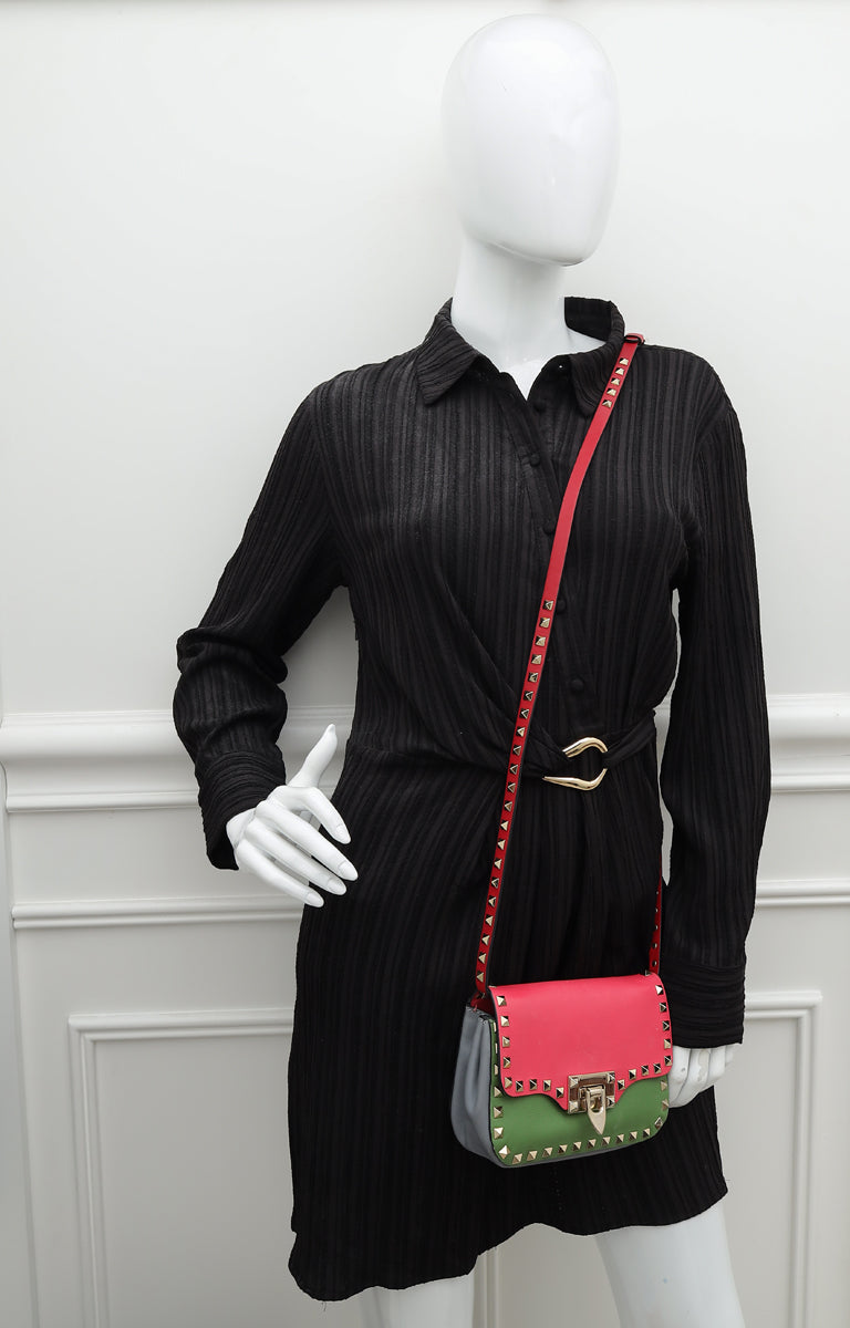 Valentino Multicolor Colorblock Rockstud Crossbody Bag