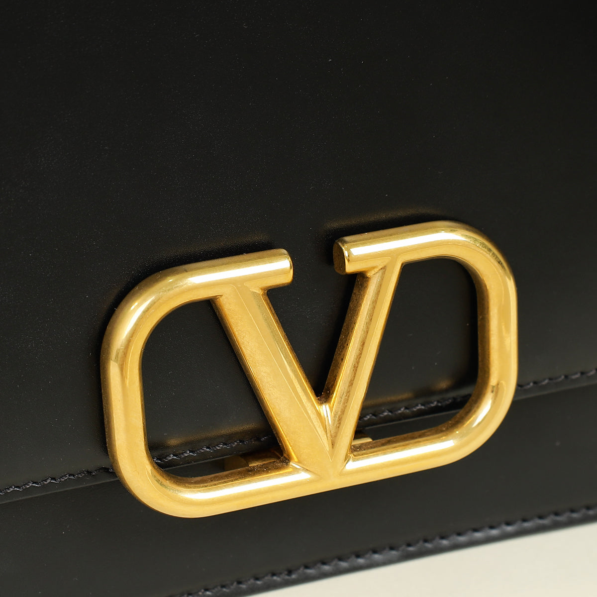Valentino Black Vlock Flap Chain Shoulder Bag