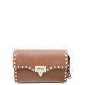 Valentino Brown Rockstud  Flap Small Crossbody Bag