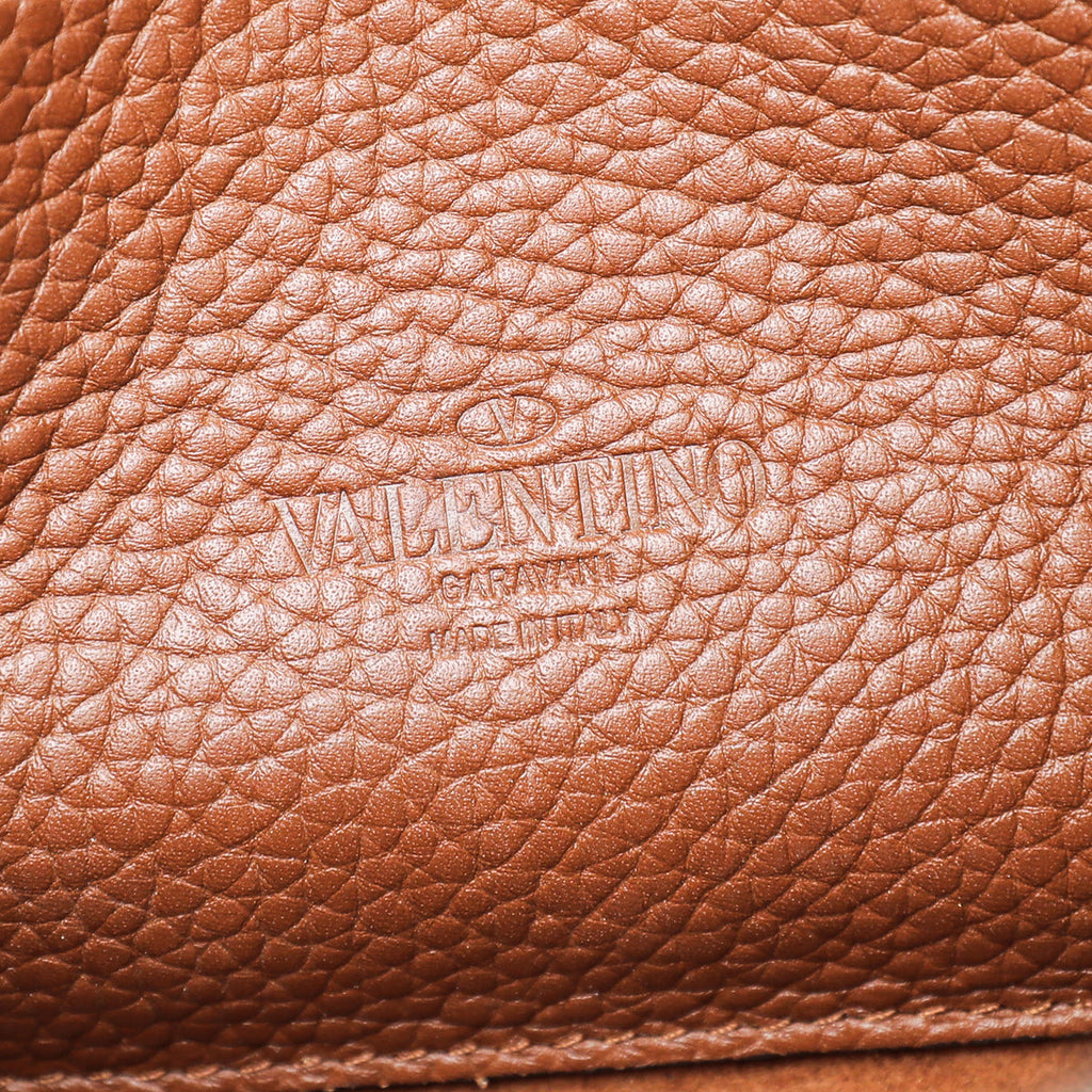 Valentino Brown Rockstud  Flap Small Crossbody Bag