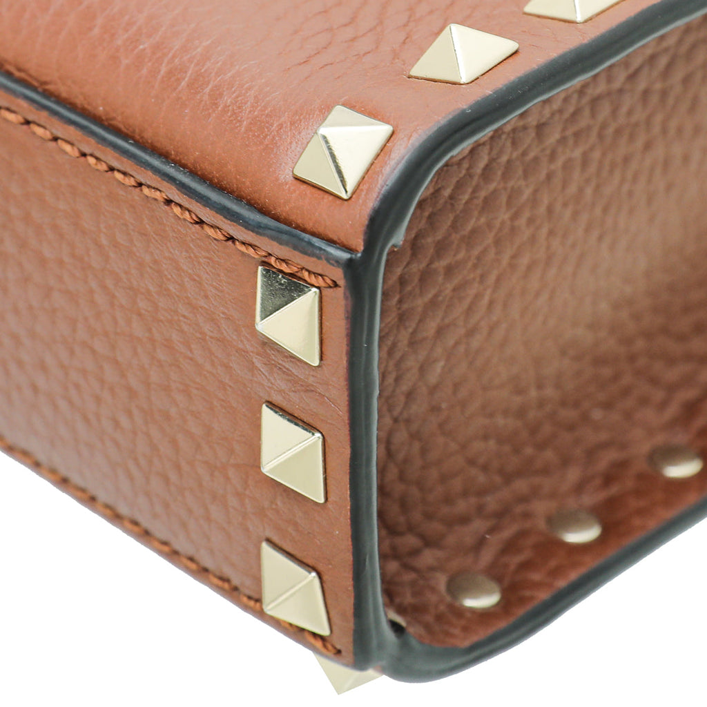 Valentino Brown Rockstud  Flap Small Crossbody Bag