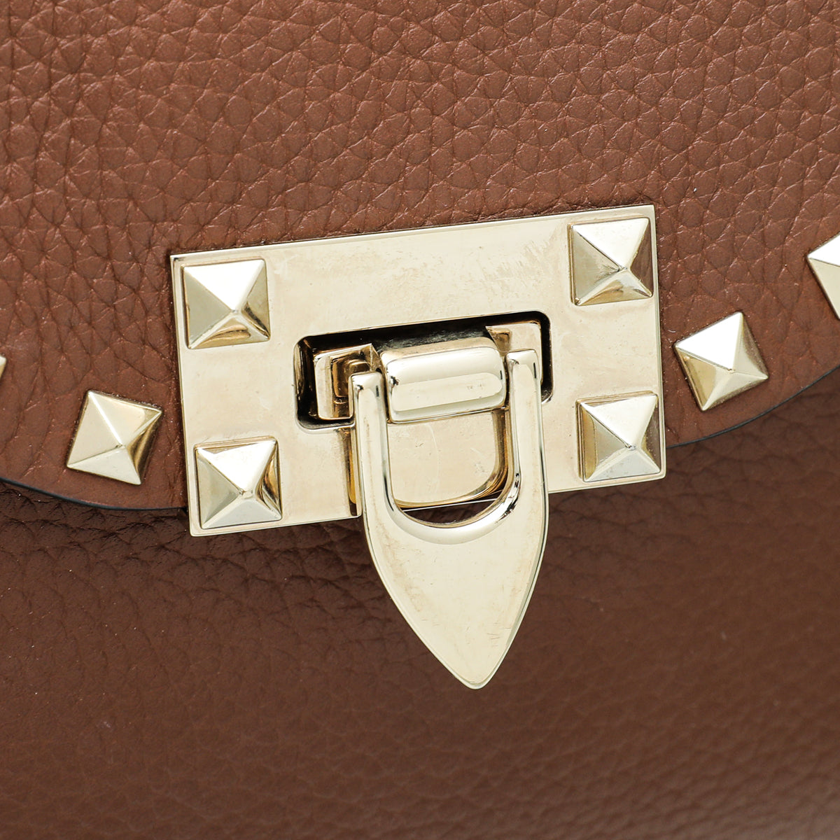 Valentino Brown Rockstud  Flap Small Crossbody Bag