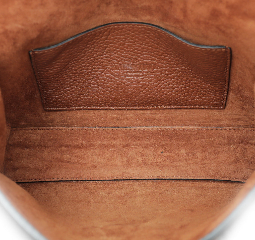 Valentino Brown Rockstud  Flap Small Crossbody Bag
