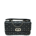 Valentino Black Rockstud Spike Flap Small Chain Bag