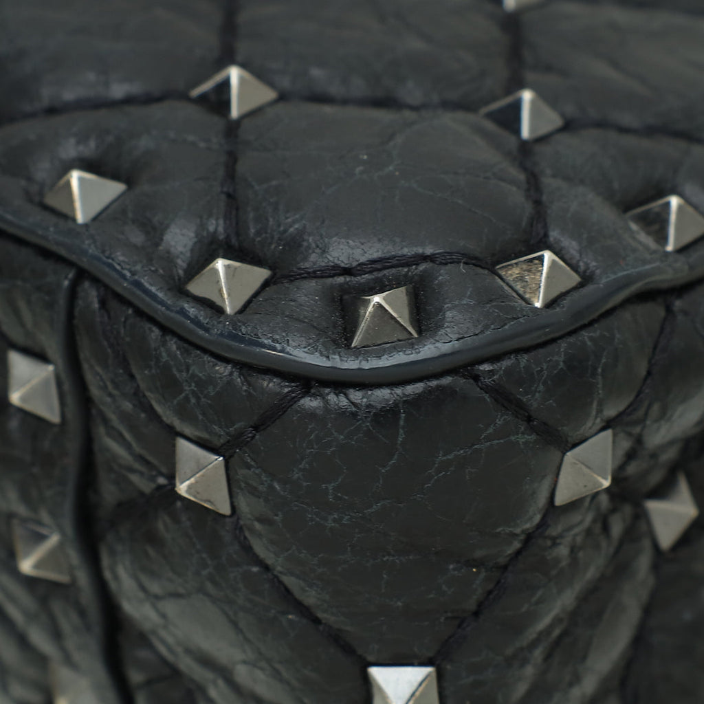 Valentino Black Rockstud Spike Flap Small Chain Bag