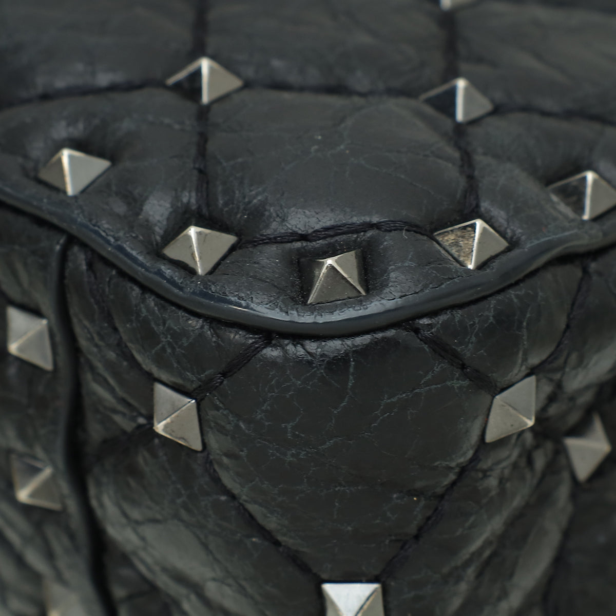 Valentino Black Rockstud Spike Flap Small Chain Bag
