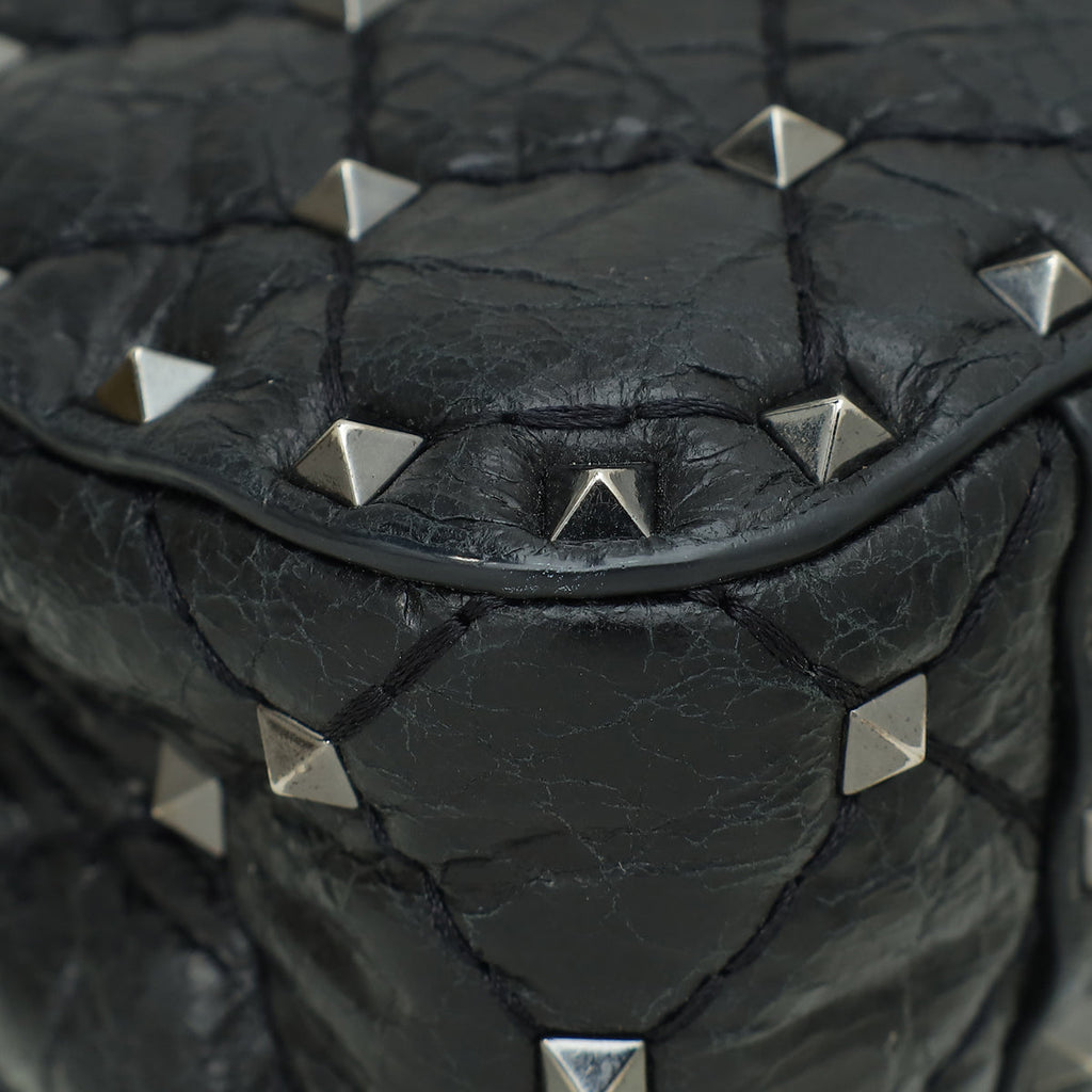 Valentino Black Rockstud Spike Flap Small Chain Bag