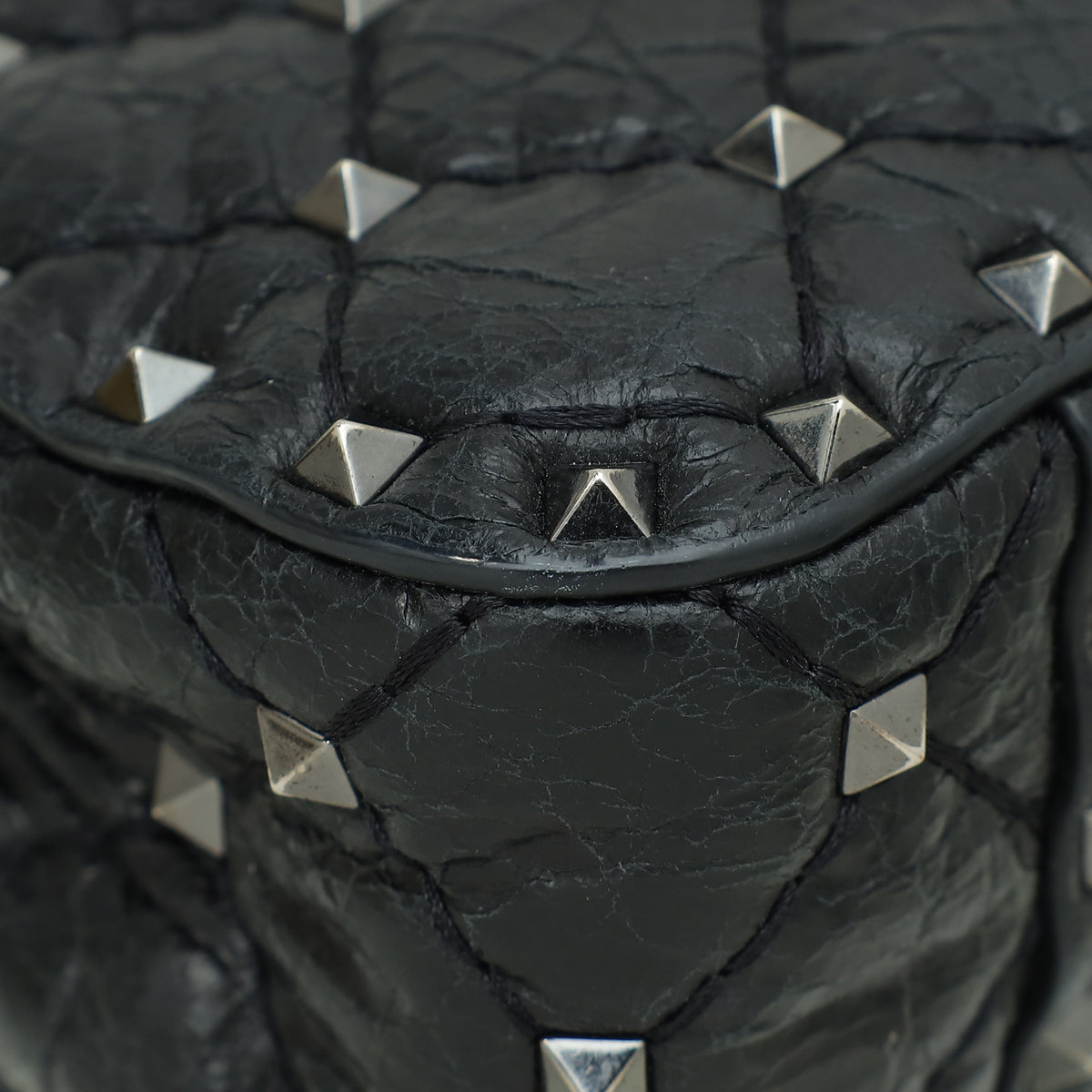 Valentino Black Rockstud Spike Flap Small Chain Bag