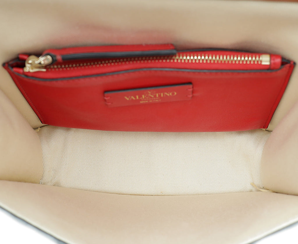 Valentino Bicolor Raffia & Calf Rockstud Crossbody Bag