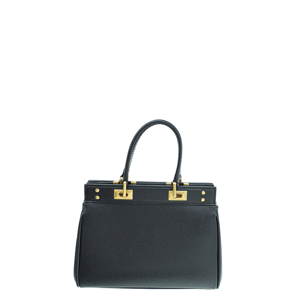 Valentino Black Mini Rockstud Alcove Top-Handle Bag