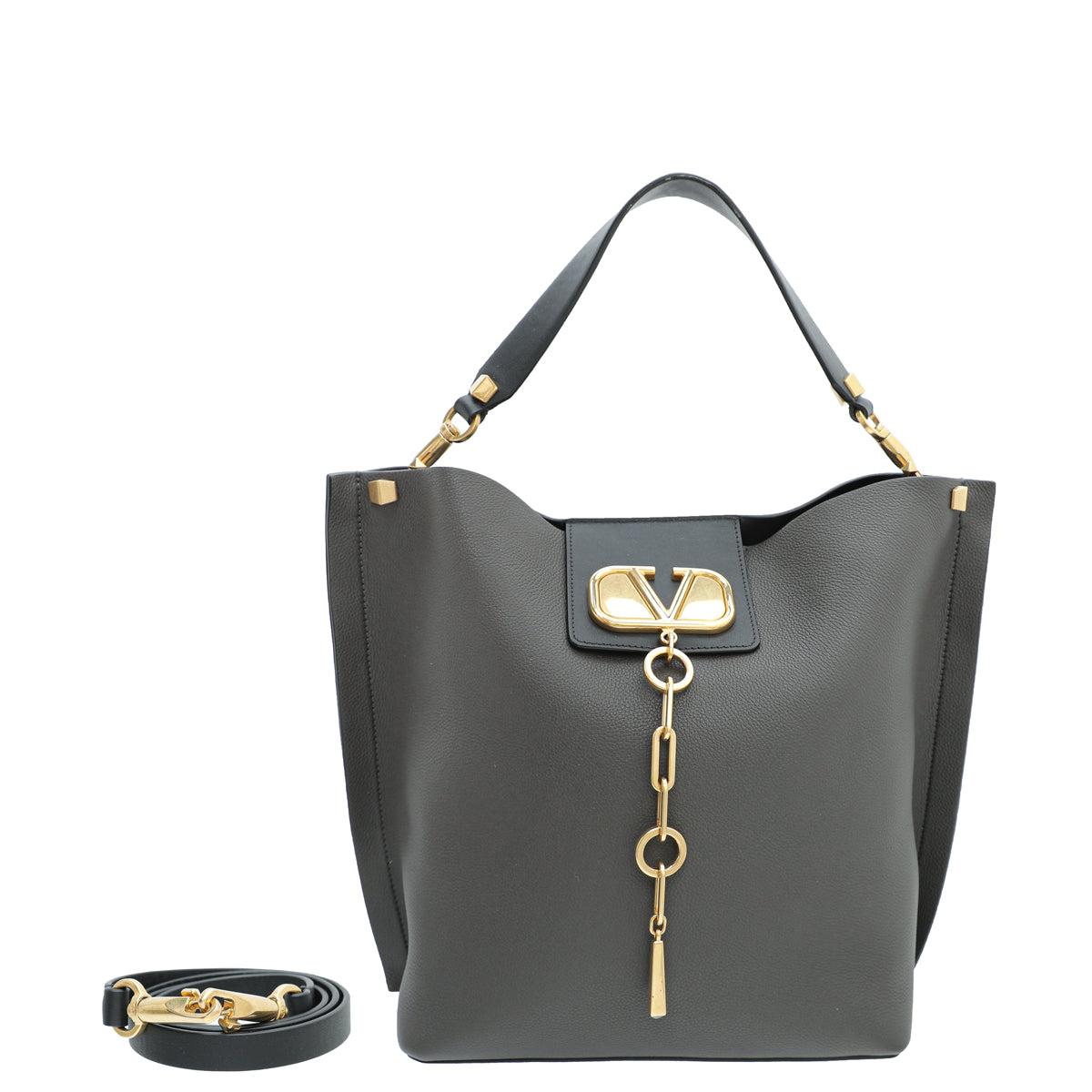 Valentino Dark Grey Vlogo Top Handle Tote Large Bag