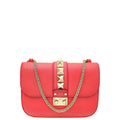 Valentino Red Glam Lock Rockstud Small Shoulder Bag