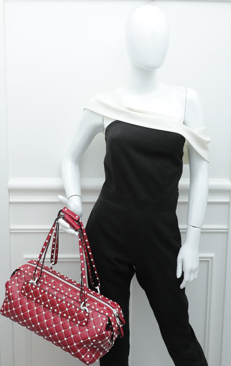 Valentino Bicolor Rockstud Spike Duffle Bag