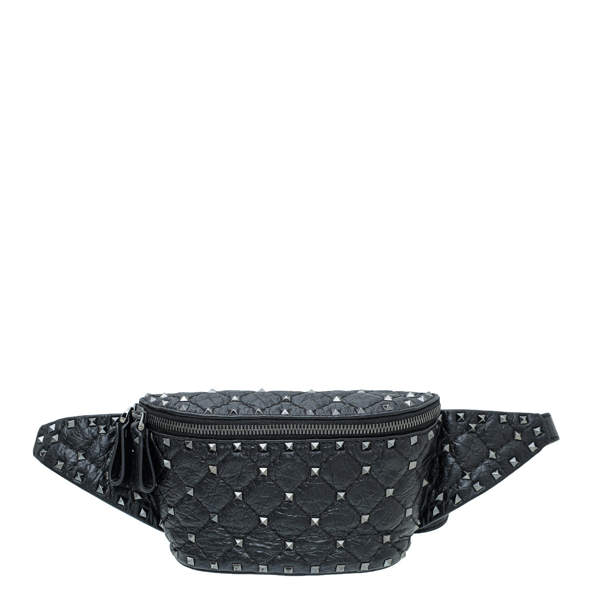 Valentino Black Aged Rockstud Spike Belt Bag