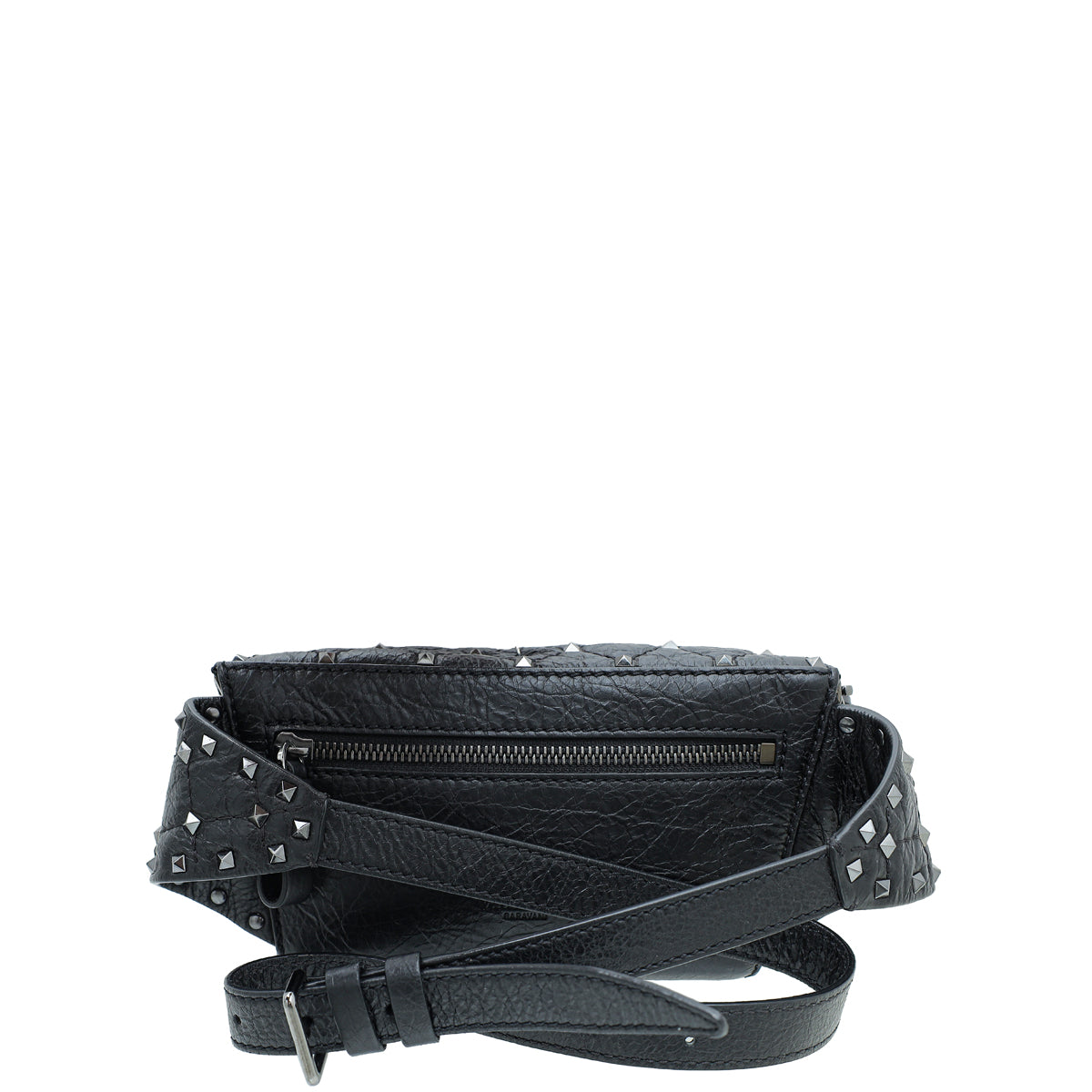 Valentino Black Aged Rockstud Spike Belt Bag