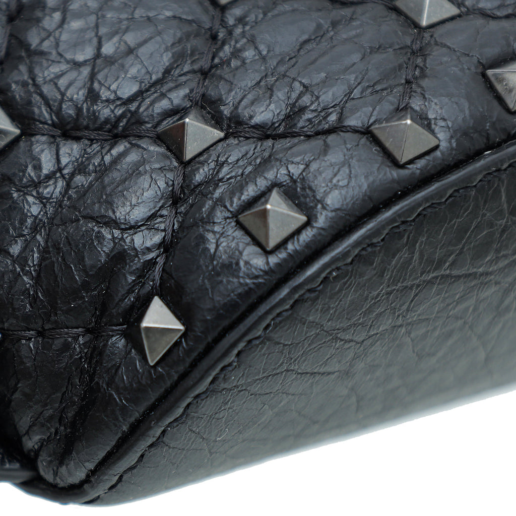 Valentino Black Aged Rockstud Spike Belt Bag