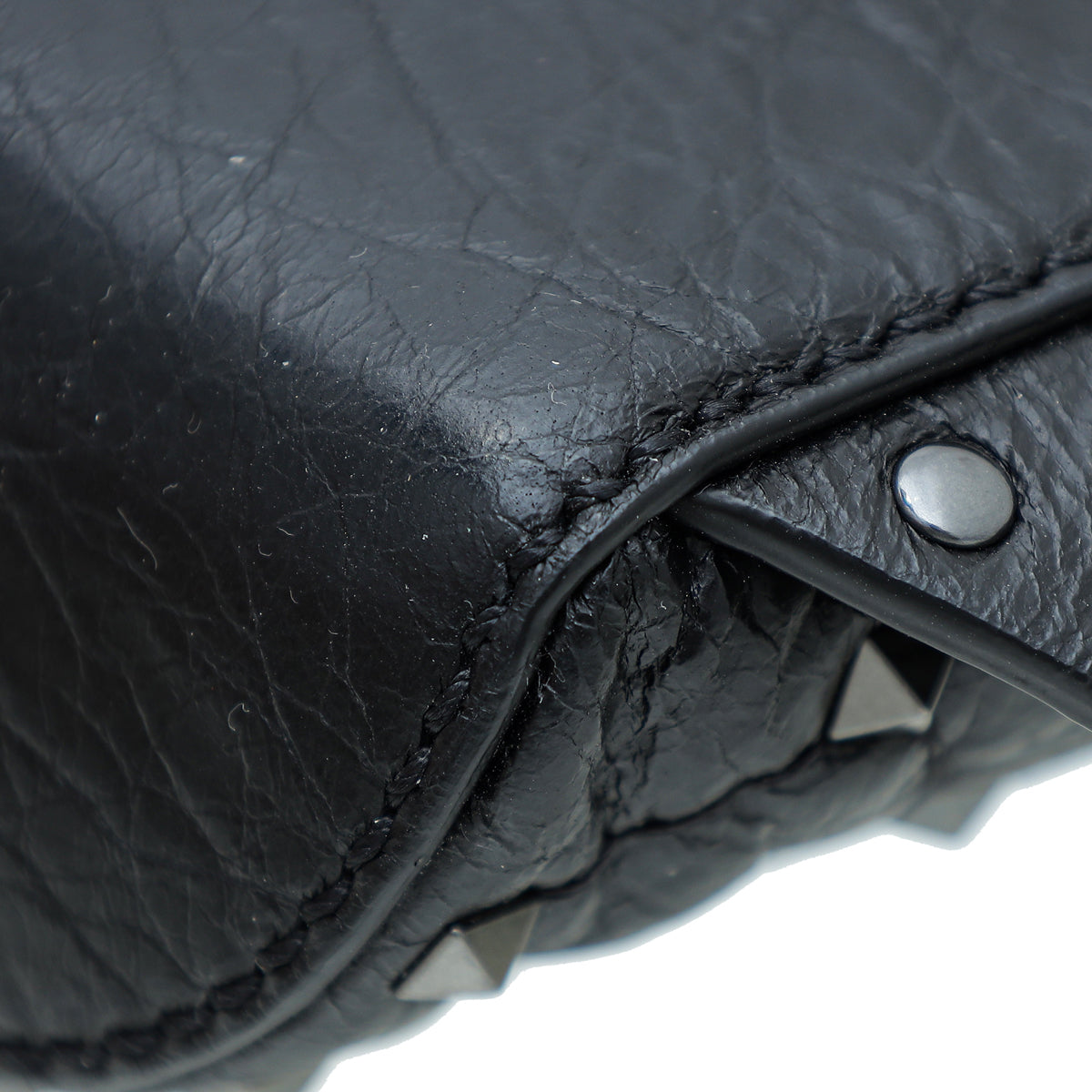 Valentino Black Aged Rockstud Spike Belt Bag