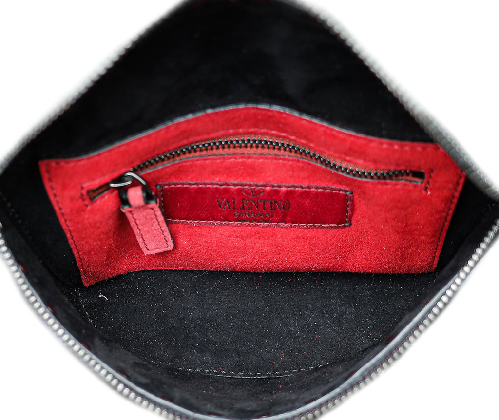 Valentino Black Aged Rockstud Spike Belt Bag