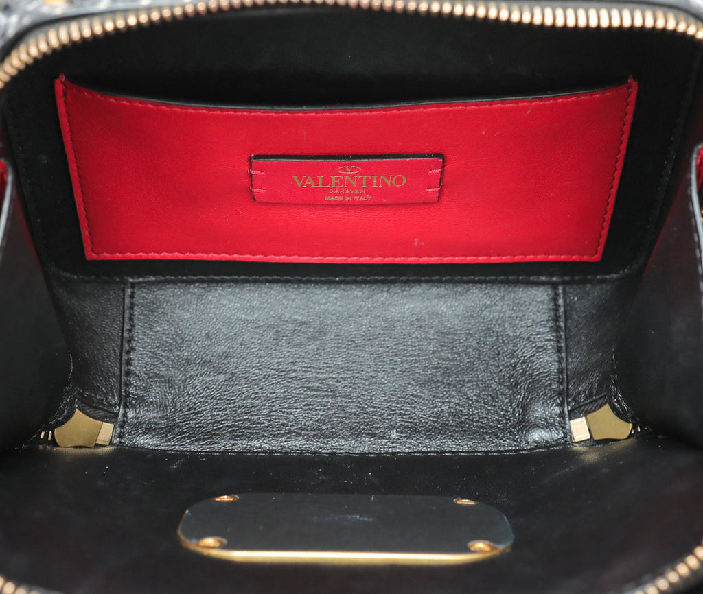 Valentino Dark Grey Python VLogo Box Small Bag