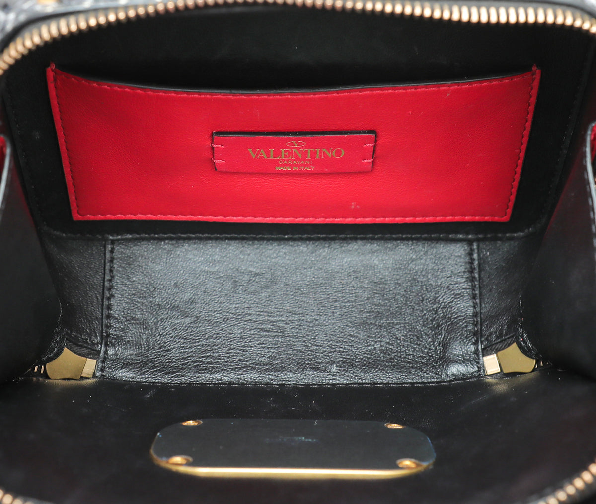 Valentino Dark Grey Python VLogo Box Small Bag