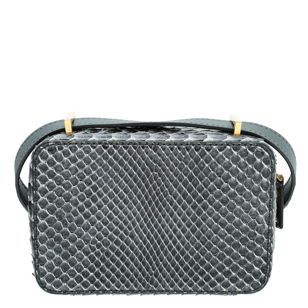 Valentino Dark Grey Python VLogo Box Small Bag