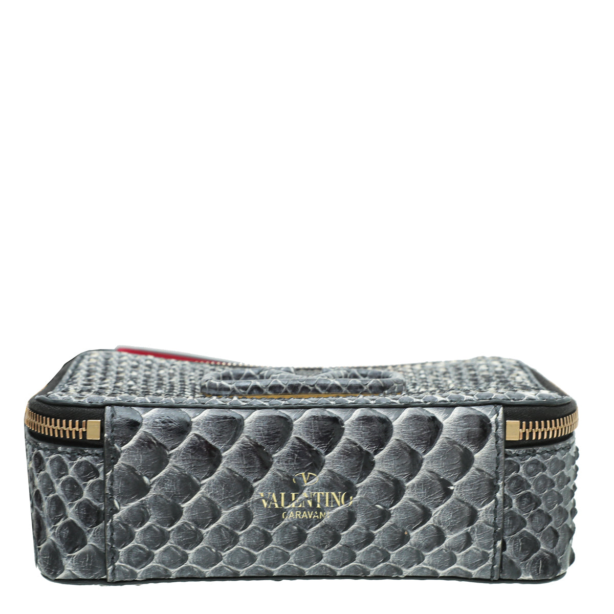 Valentino Dark Grey Python VLogo Box Small Bag