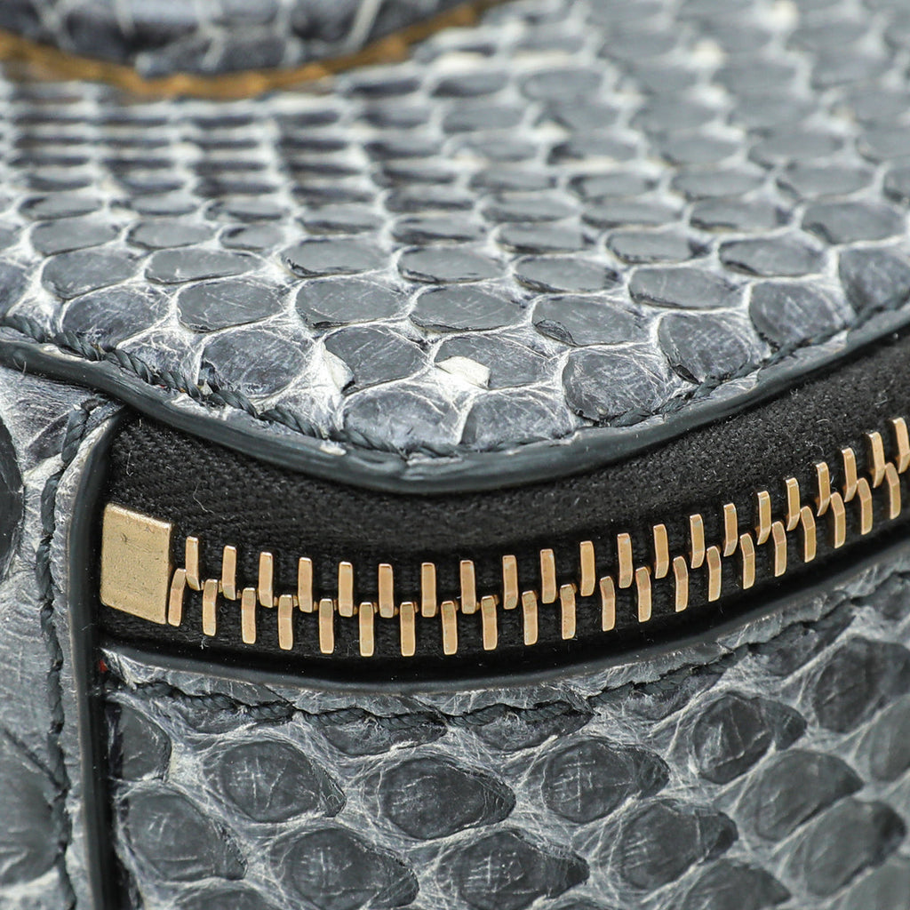 Valentino Dark Grey Python VLogo Box Small Bag