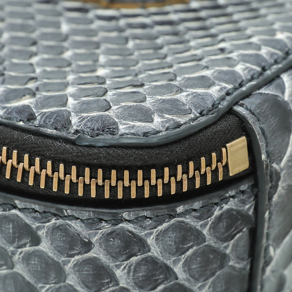 Valentino Dark Grey Python VLogo Box Small Bag