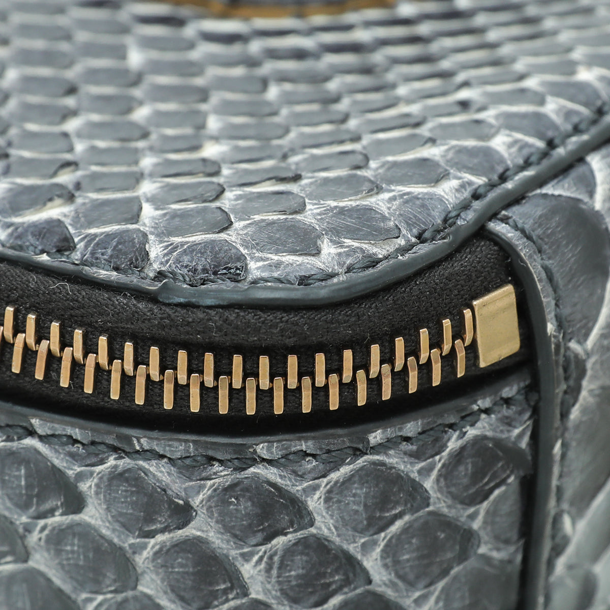 Valentino Dark Grey Python VLogo Box Small Bag