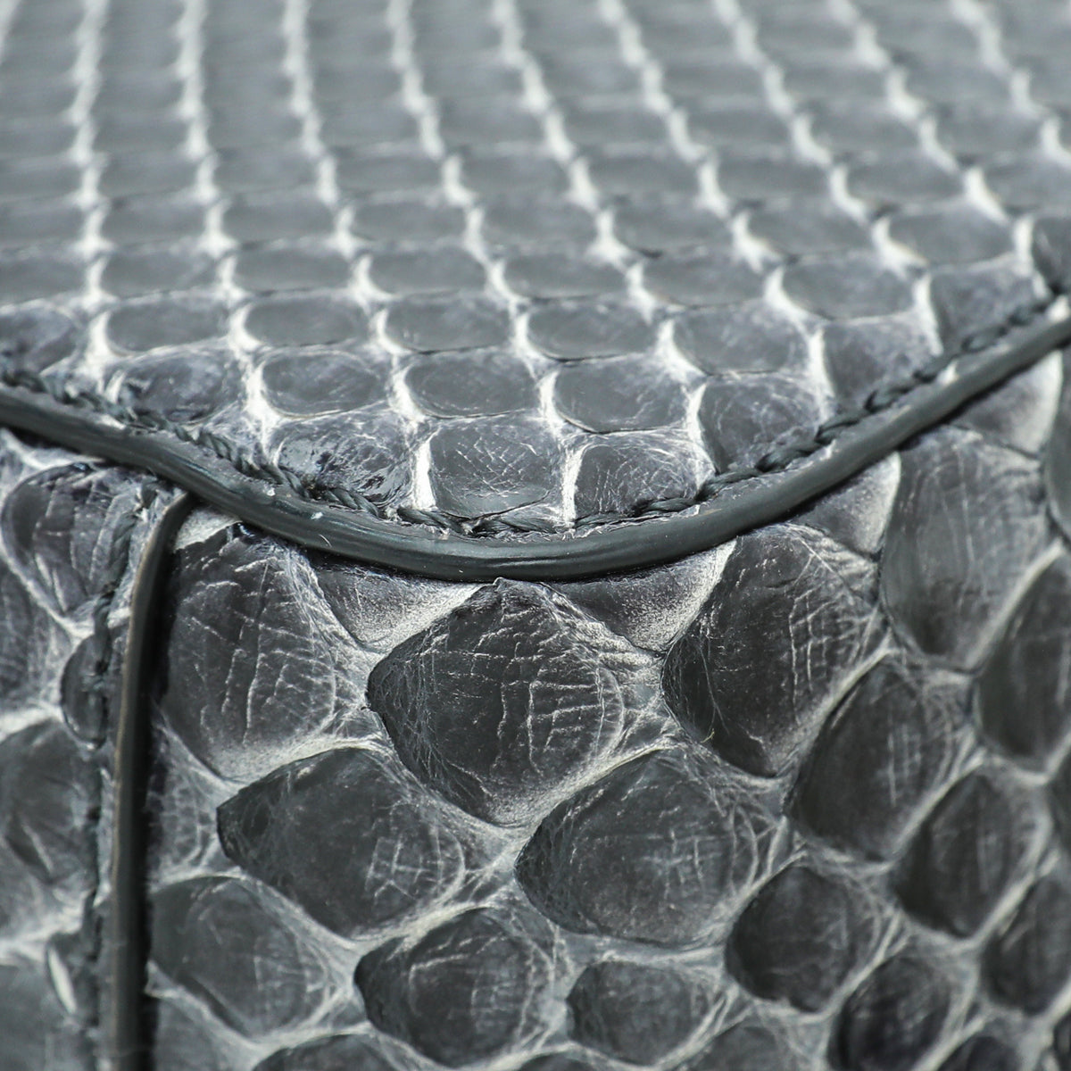 Valentino Dark Grey Python VLogo Box Small Bag