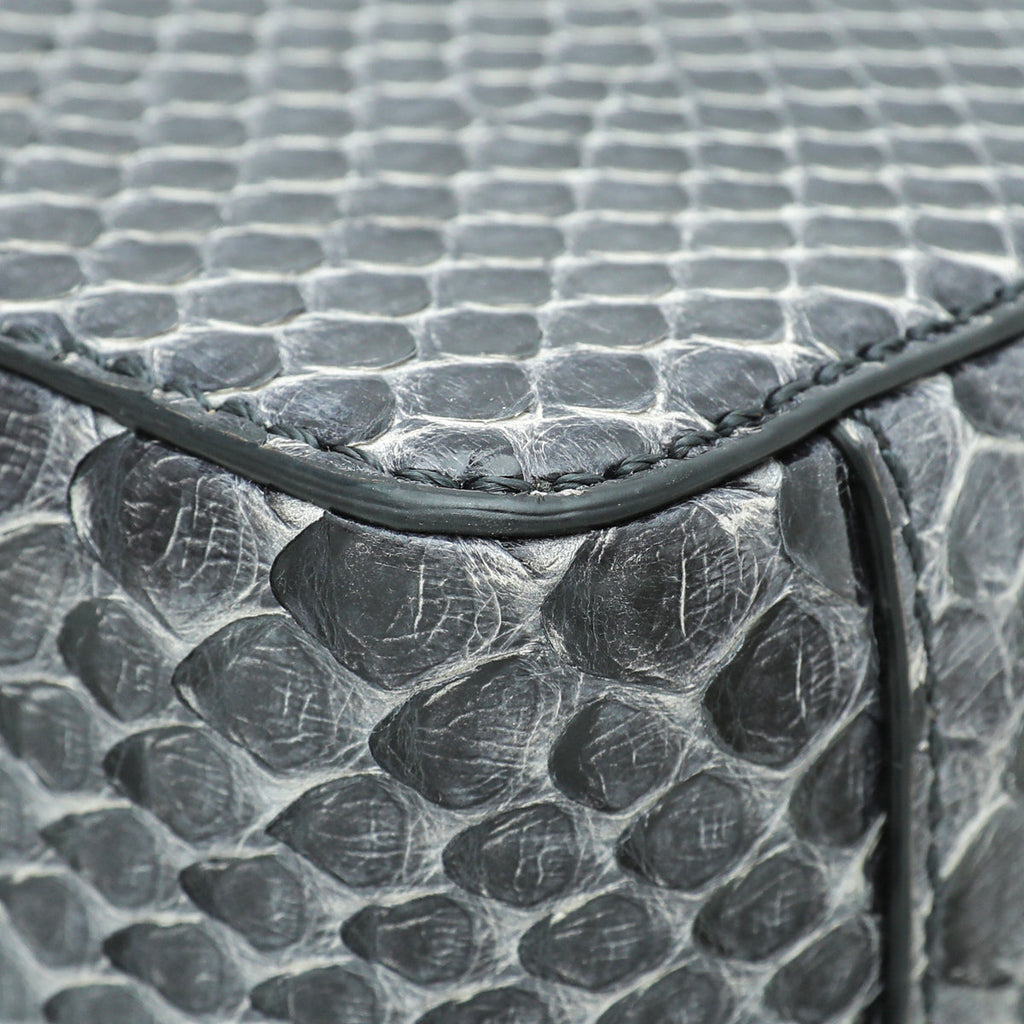 Valentino Dark Grey Python VLogo Box Small Bag