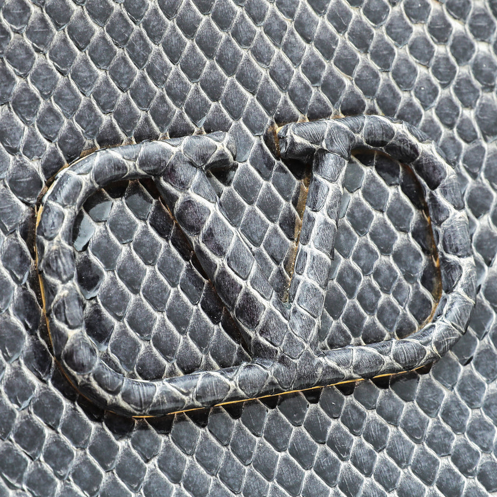 Valentino Dark Grey Python VLogo Box Small Bag