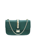 Valentino Forest Green Rockstud Glam Lock Flap Medium Bag
