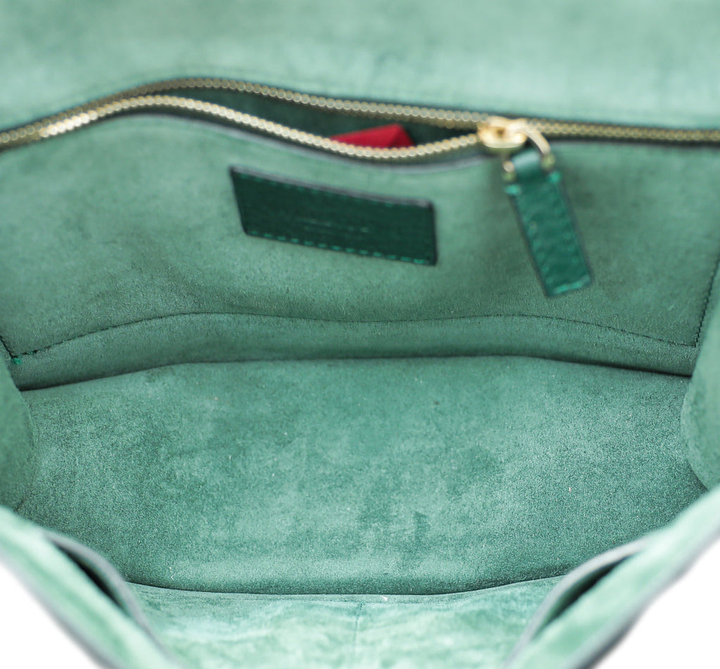 Valentino Forest Green Rockstud Glam Lock Flap Medium Bag