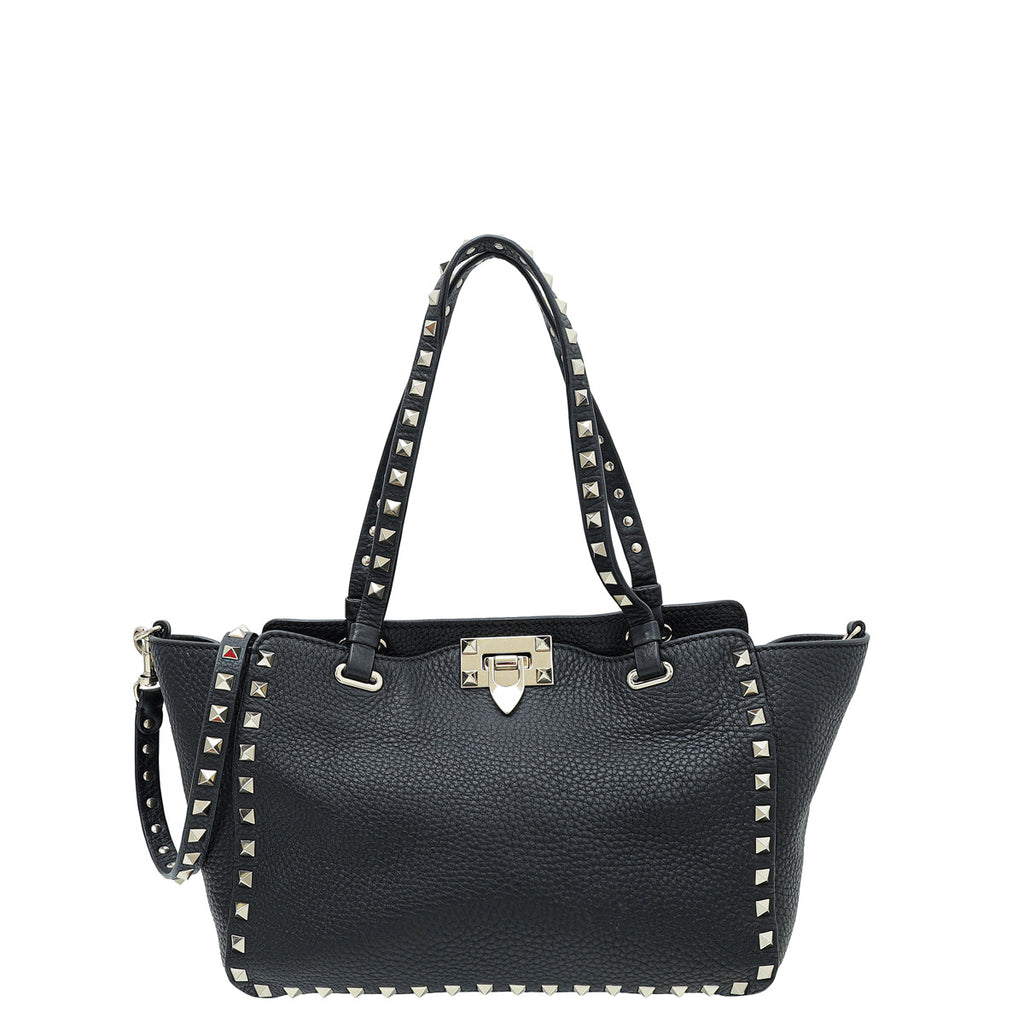 Valentino Black Rockstud Small Tote Medium Bag