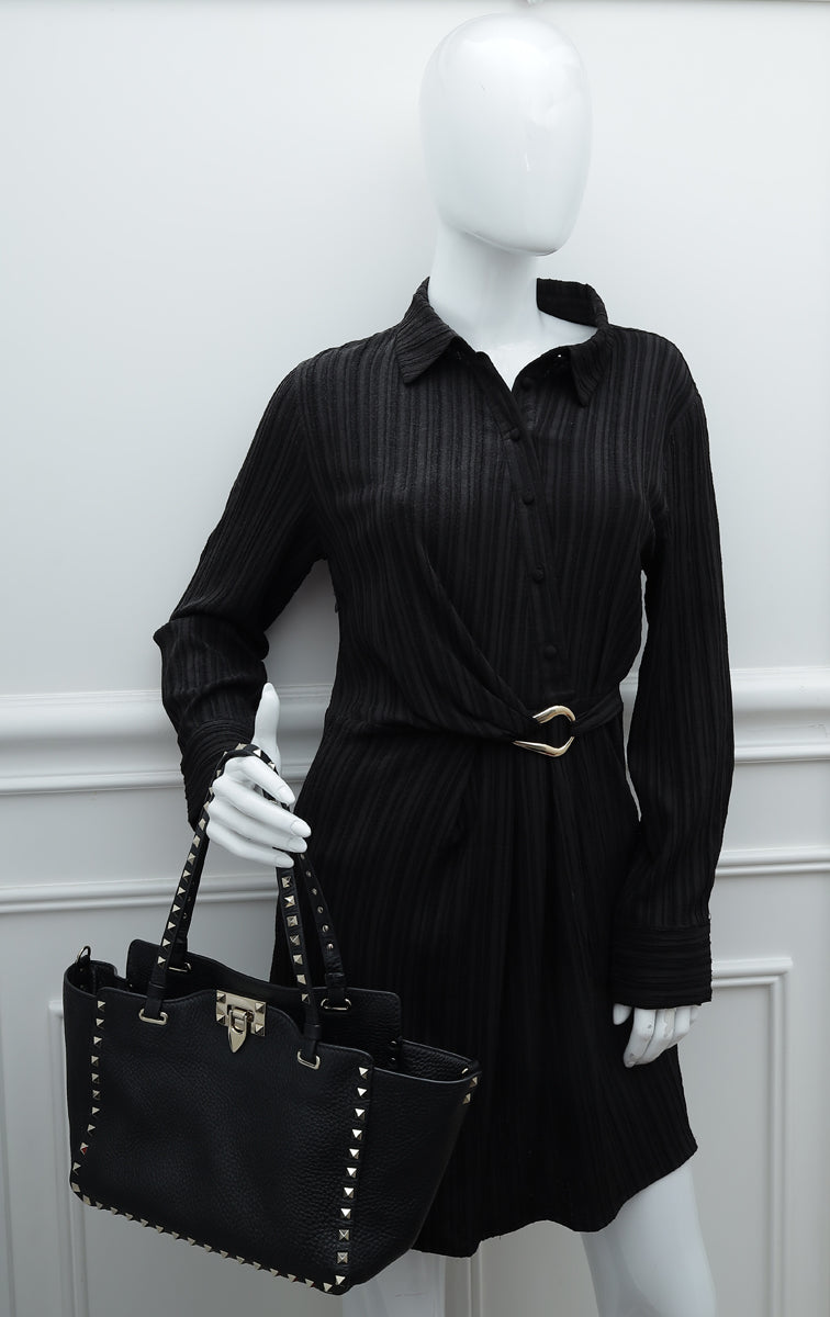 Valentino Black Rockstud Small Tote Medium Bag