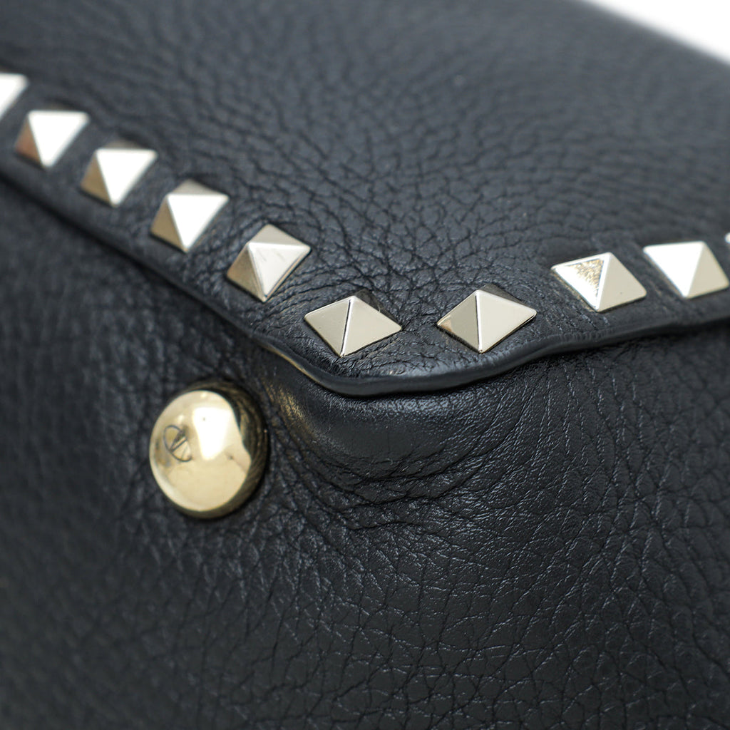 Valentino Black Rockstud Small Tote Medium Bag