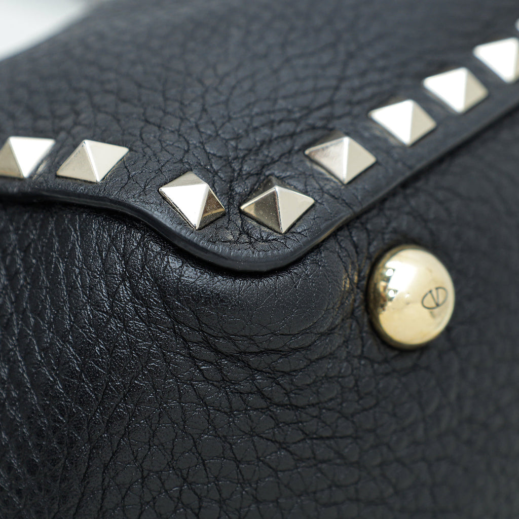 Valentino Black Rockstud Small Tote Medium Bag