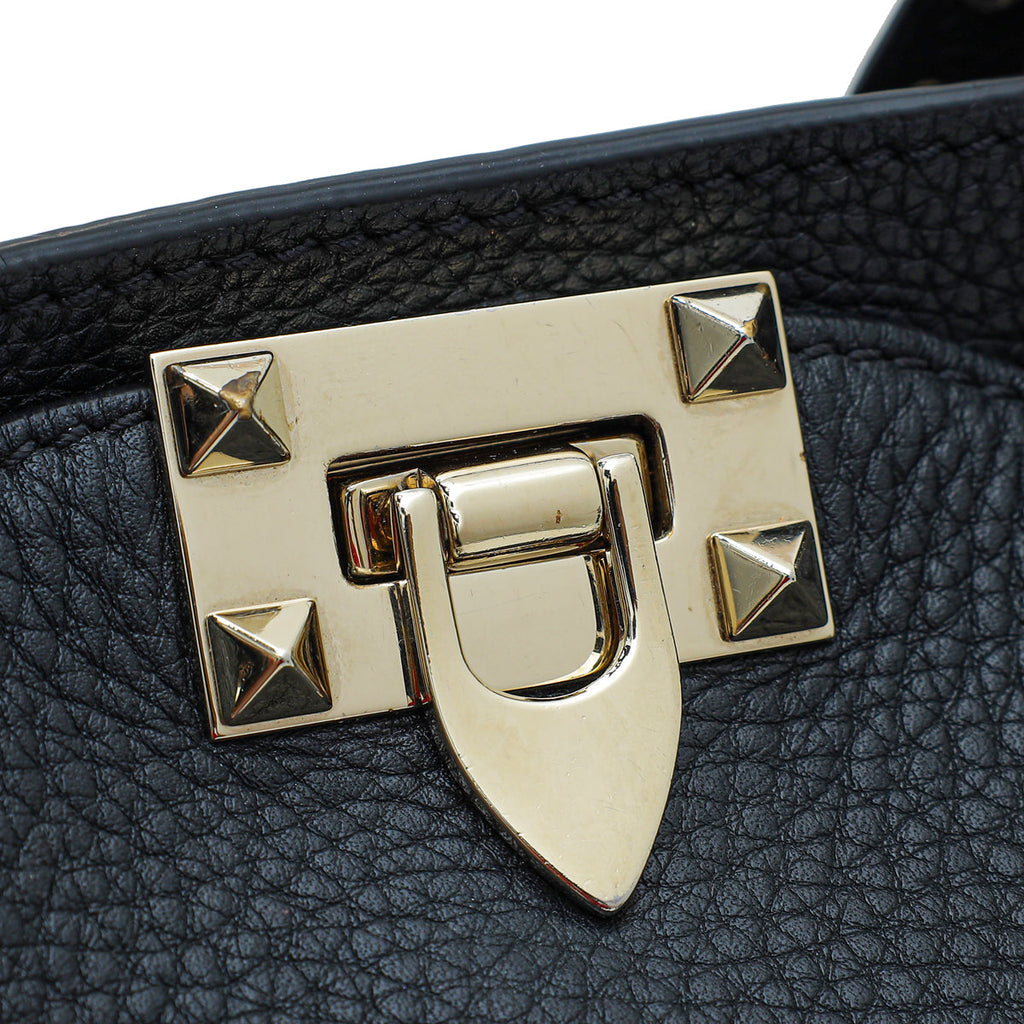 Valentino Black Rockstud Small Tote Medium Bag