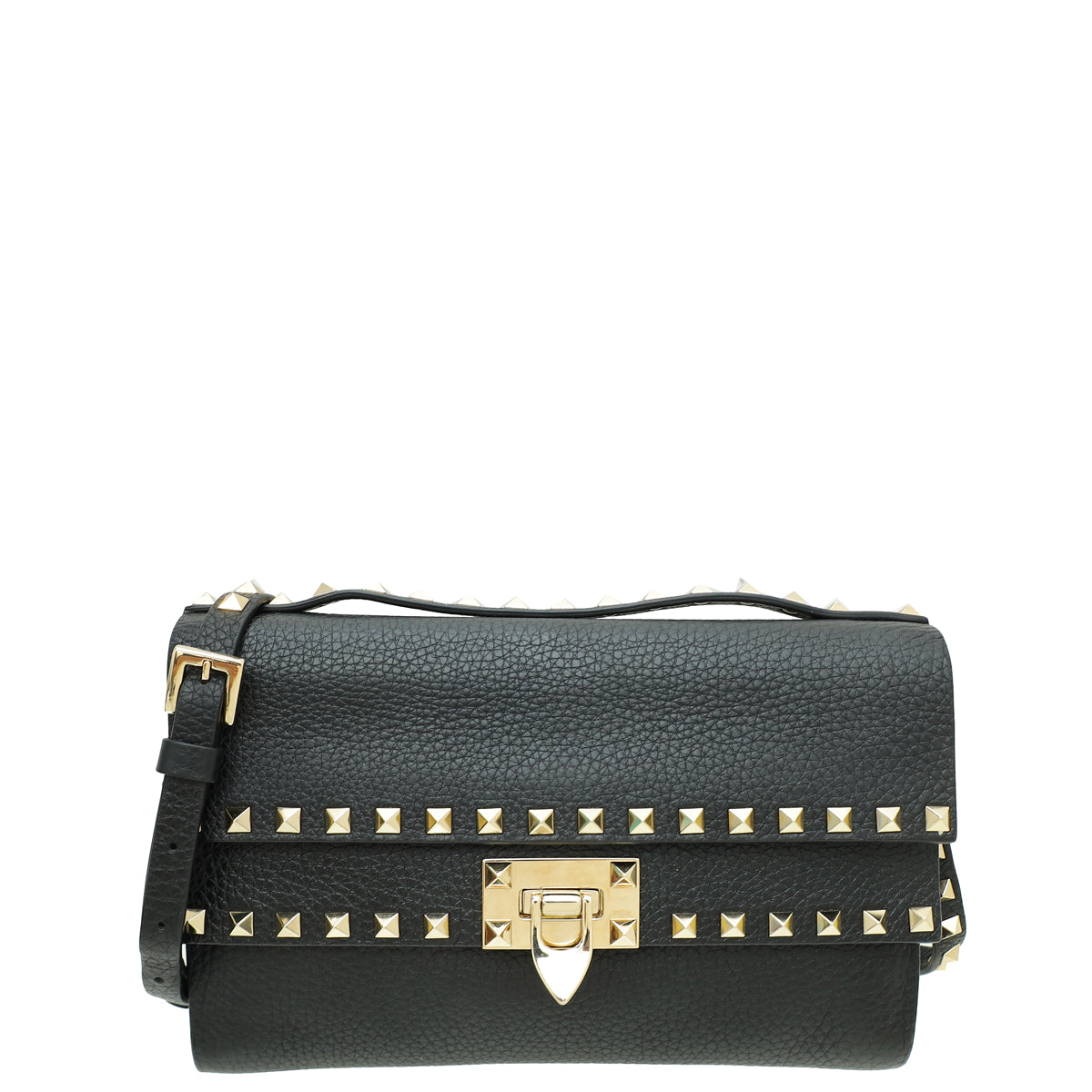 Valentino Black Rockstud Double Flap Crossbody Bag