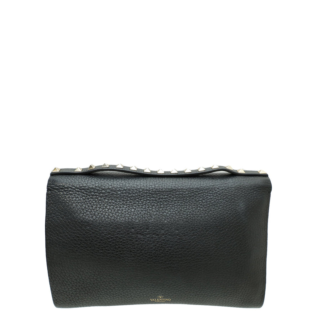 Valentino Black Rockstud Double Flap Crossbody Bag