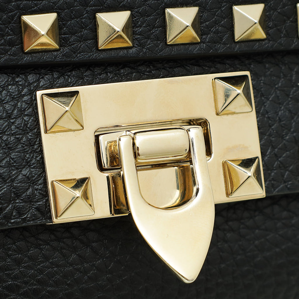 Valentino Black Rockstud Double Flap Crossbody Bag