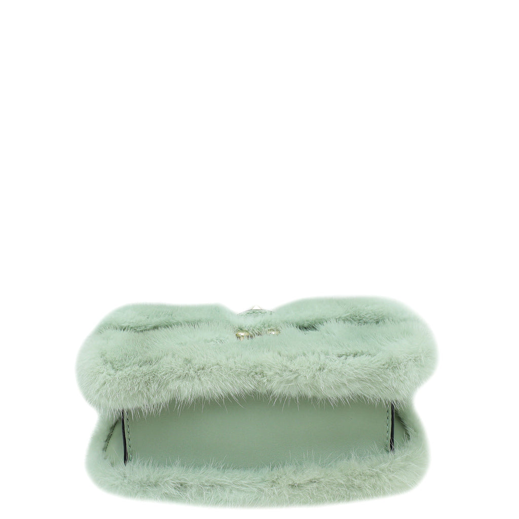 Valentino Mint Green Mink Fur Glamlock Small Bag