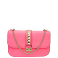 Valentino Bright Pink Glam Lock Rockstud Chain Flap Medium Bag