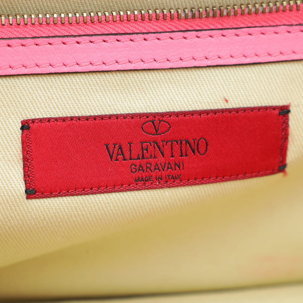 Valentino Bright Pink Glam Lock Rockstud Chain Flap Medium Bag