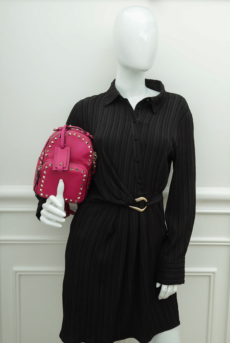 Valentino Dark Fuschia Rockstud Mini Backpack Bag