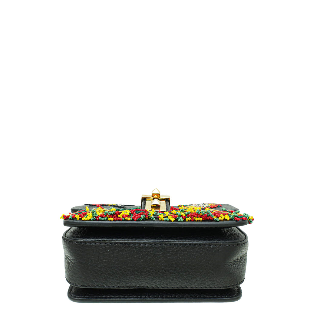 Valentino Black B-Rockstud Beaded Micro Shoulder Bag