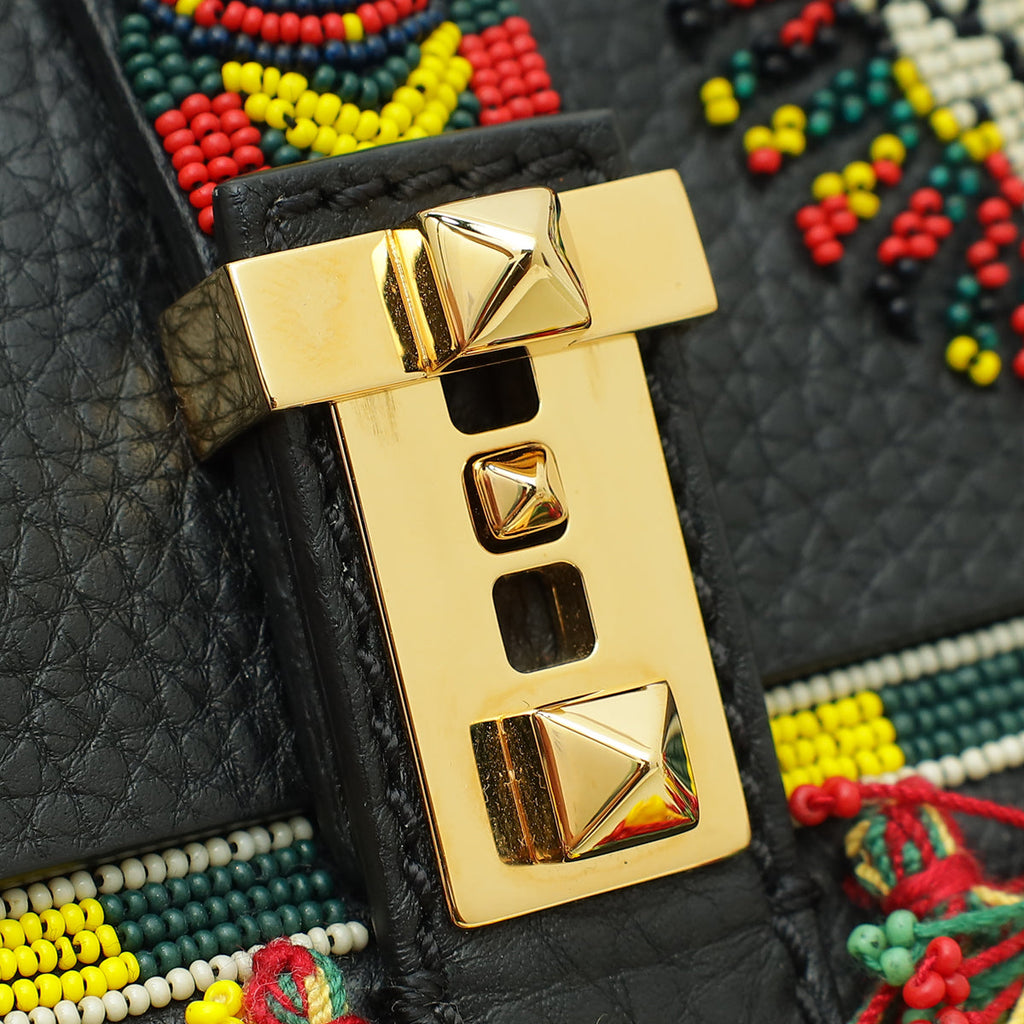 Valentino Black B-Rockstud Beaded Micro Shoulder Bag
