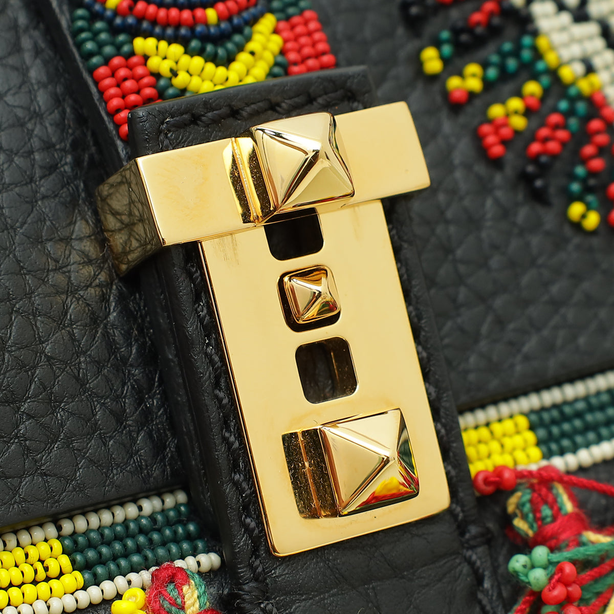 Valentino Black B-Rockstud Beaded Micro Shoulder Bag