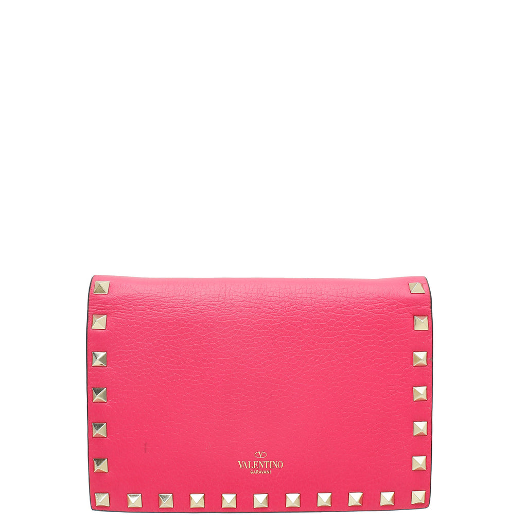 Valentino Fuchsia Rockstud Envelope Chain Crossbody Bag
